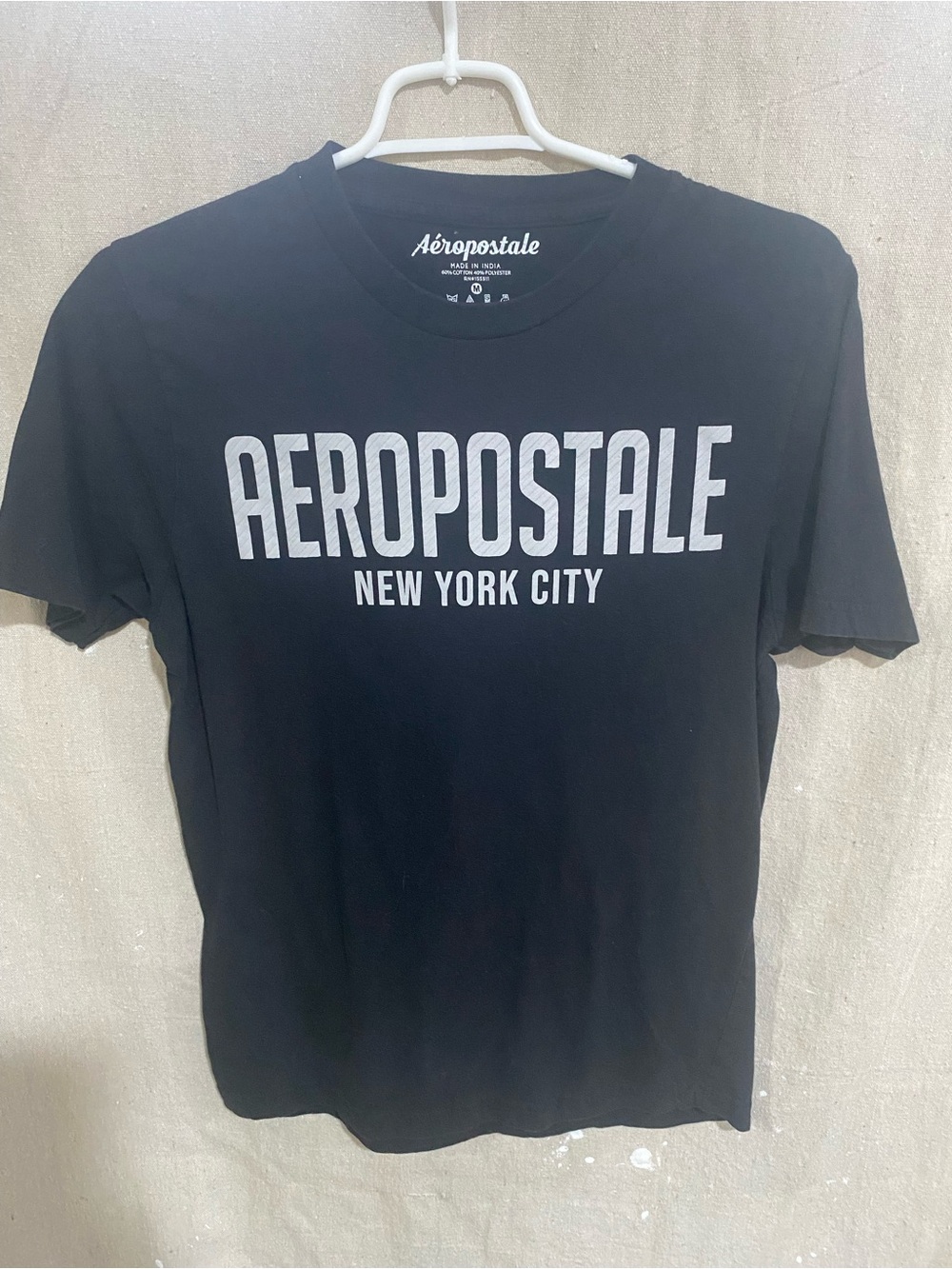 Aeropostale Black Short Sleeve Tee with White 'Aeropostale New York City' Logo